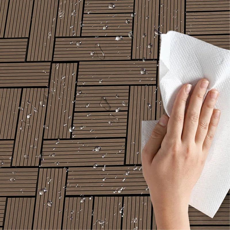 Wood Garden Wood Plastic Composite Deck Tiles, Composite Decking Resist Rust, Water, Weather, Indoor&Outdoor, DIY Interlocking Decking Tiles, Floor Tile(Set of 20)