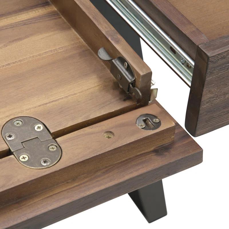 Simpli Home Lowry Solid Acacia Wood Desk, Industrial Style with Keyboard Tray and 2 Drawers