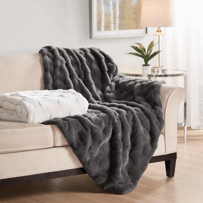 Madison Park Vivienne Faux Fur Throw