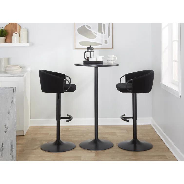 LumiSource Claire Contemporary Adjustable Barstool With Swivel In Black Metal And Black Velvet With Rounded T Footrest By Lumisource - Set Of 2 | Wayfair
