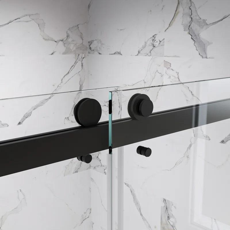 AZUPIN 60'' W 66'' H Frameless Rectangle Reversible Shower Enclosure AZ-DS01-6066-BL