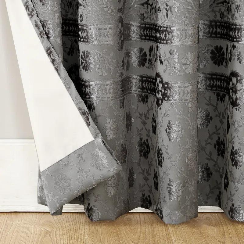 Sun Zero Velvet Texture Medallion Blackout Grommet Curtain Panel