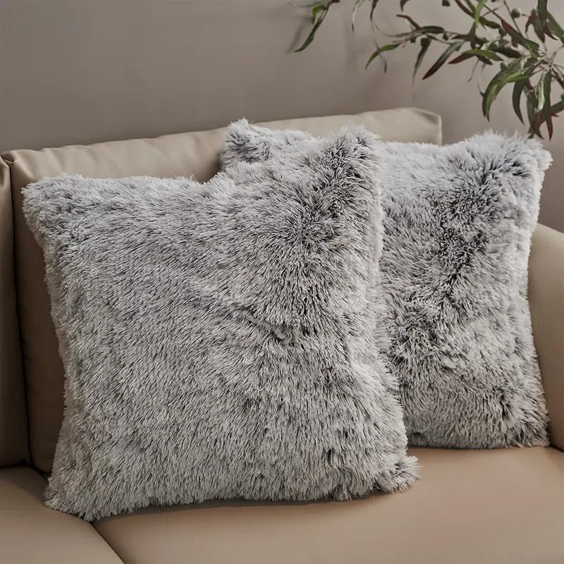 Cheer Collection Faux Fur Throw Pillow (Set of 2)