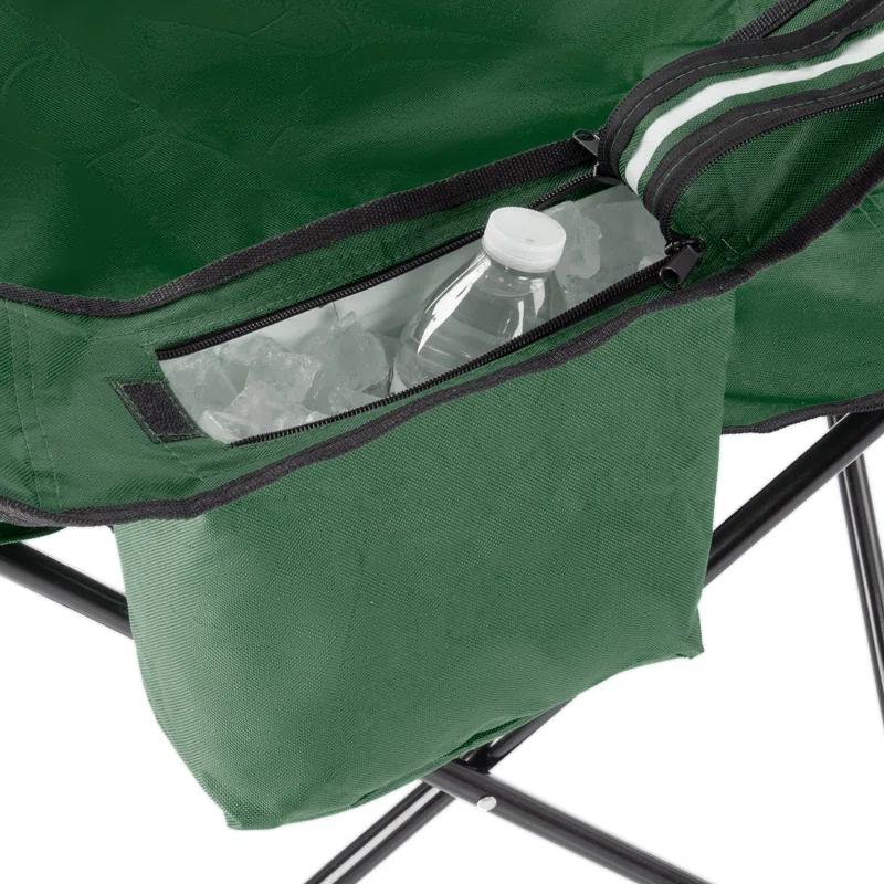 wakeman Wakeman Oversized Camping Chair with Cupholder and Cooler- Folding Chair with 300lb Capacity, Green