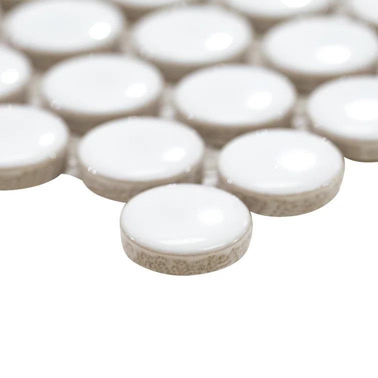Penny Round 12 in. x 13 in. Porcelain Mosaic Floor and Wall Tile