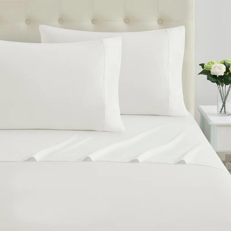 Sweet Home Collection 100% Cotton Percale 4-Piece Solid Sheet Set