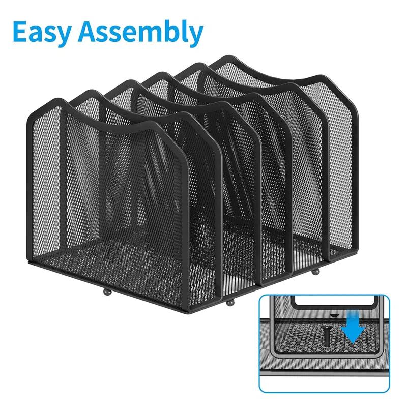 Latitude Run® Black 2 Pack - 5-Section Mesh Desktop File Sorters for Home & Office