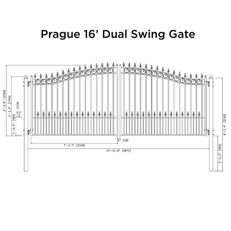 ALEKO Steel Dual Swing Driveway Gate - PRAGUE Style