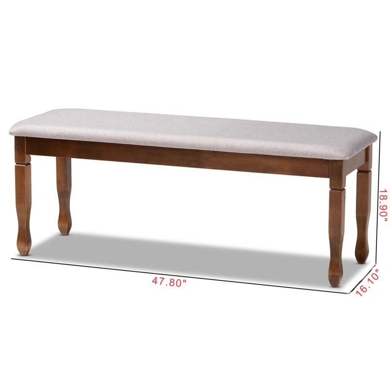 Charlton Home® Gethyn Grey Fabric Upholstered Bench With Walnut Brown Finished Wood, 18.9'' H X 47.8'' W X 16.1'' D