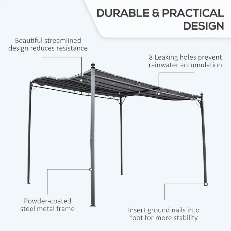 Outsunny Outsunny 10' x 10' Steel Outdoor Pergola Gazebo, Patio Canopy with Weather-Resistant Fabric and Drainage Holes