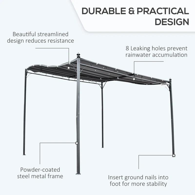 Outsunny Outsunny 10' x 10' Steel Outdoor Pergola Gazebo, Patio Canopy with Weather-Resistant Fabric and Drainage Holes