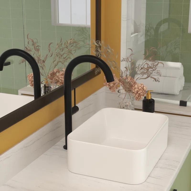walterwork 16"x12" Ceramic Boat Shape Bathroom Sink