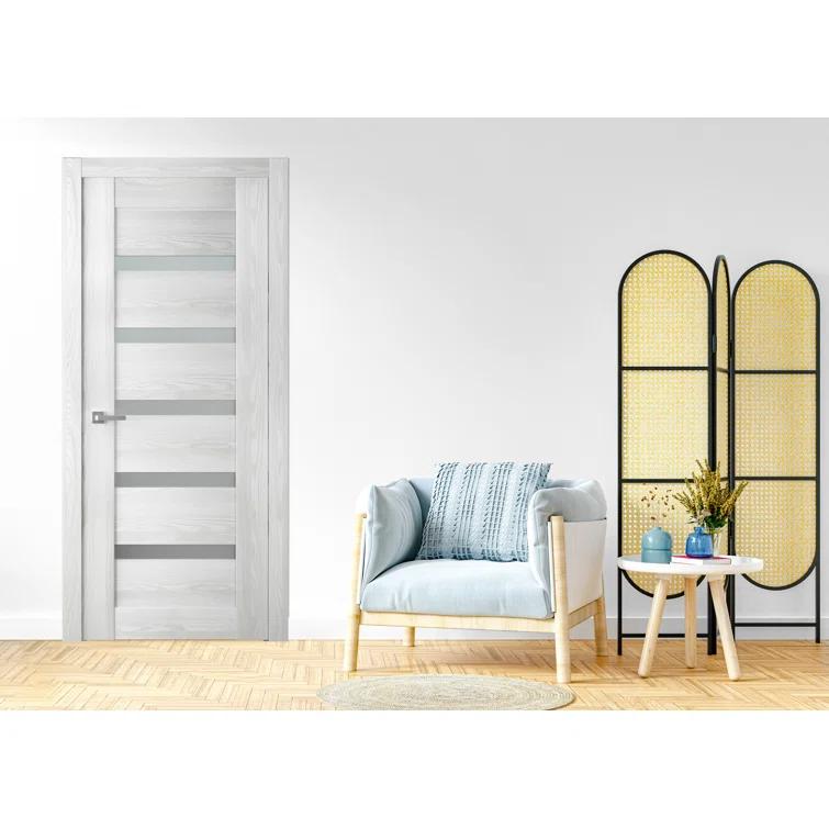 Belldinni Avon 07-04 Manufactured Wood and Frosted Glass Paneled Prefinished Interior Door Slab