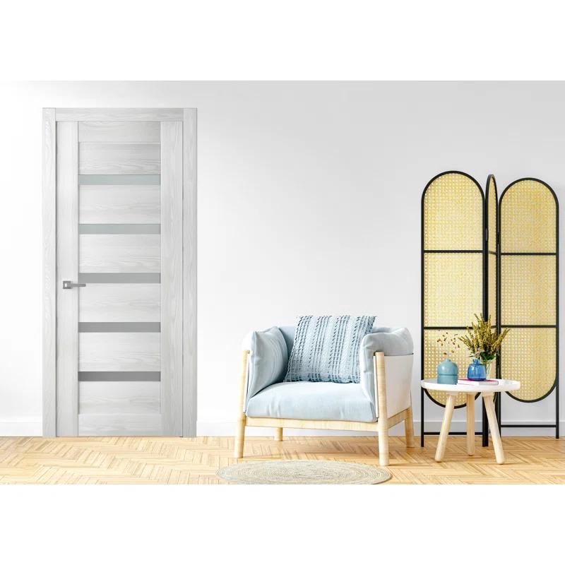 Belldinni Avon 07-04 Manufactured Wood and Frosted Glass Paneled Prefinished Interior Door Slab