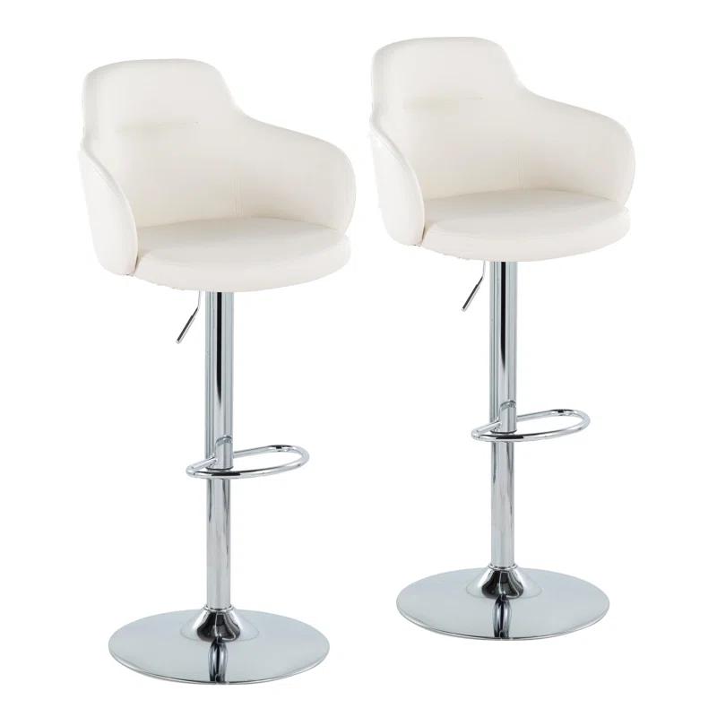 LumiSource Boyne Swivel Upholstered Adjustable Height Counter Stool with Metal Frame (Set of 2)