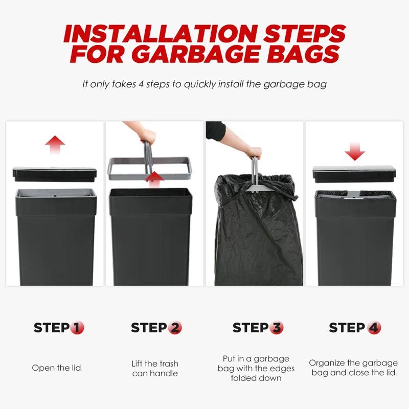 13 Gallon 50 L Trash Can With Lid Plastic Kitchen Trash Bin Automatic Touch Free Motion Sensor Trash Can (3)