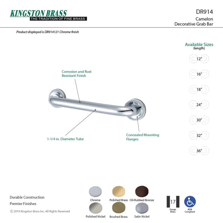 Kingston Brass Kingston Brass Camelon 1-1/4 Inch O.D Grab Bar DR914241