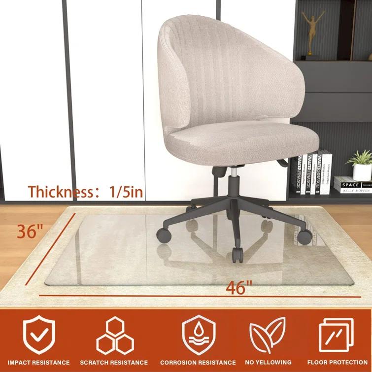 CONGUILIAO 36"x46" Tempered Glass Office Chair Mat for Carpeted or Floors, Effortless Rolling, Easy to Clean
