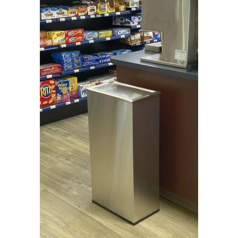 Silver Stainless Steel Commercial Swing Top Trash Can 13.5 Gallons