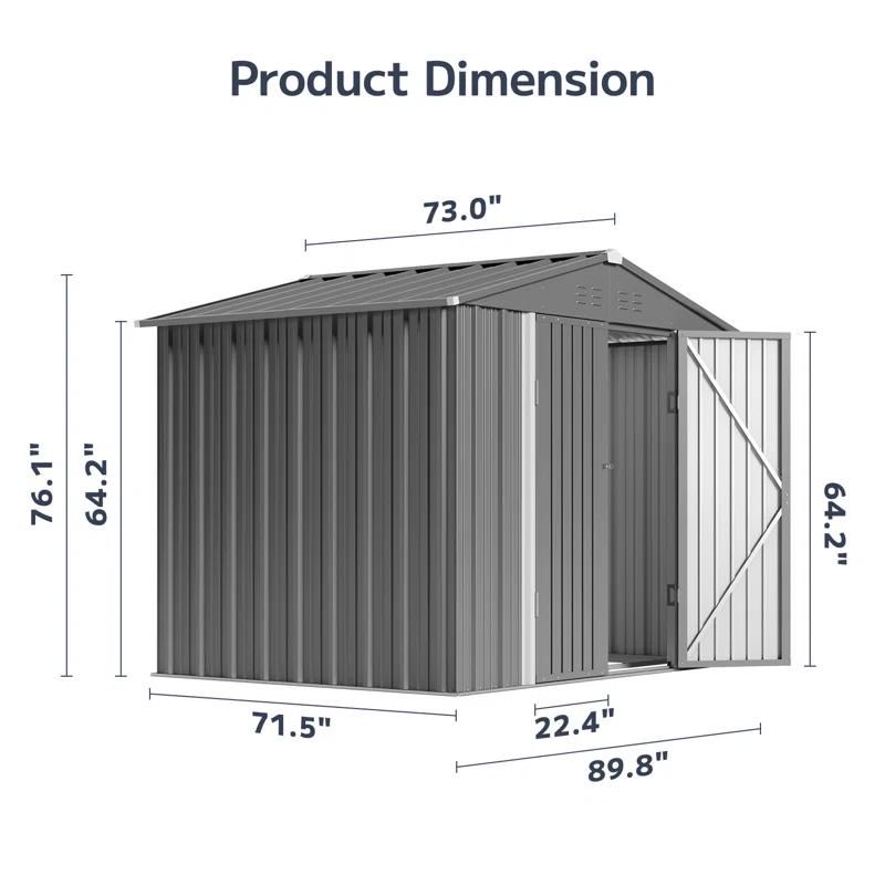 Bealife 8 ft. W x 6 ft. D Outdoor Storage Shed