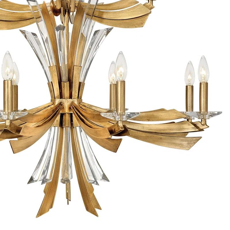 Fredrick Ramond Vida 34" Twelve-Light Two-Tier Candle Chandelier w/ Crystal Accents