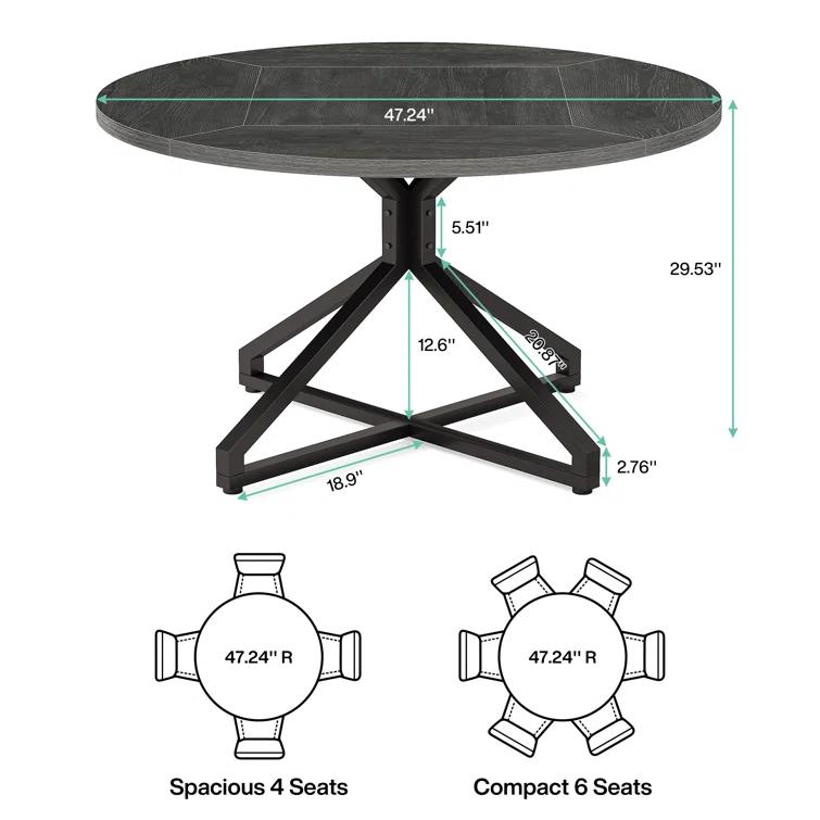 Millwood Pines 47 Inch Round Dining Table For 4-6 People