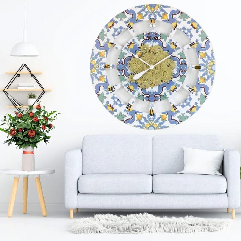 The Gears Clock Wall Clock Oversized 36" for Living Room with Real Moving Gears Italy Style