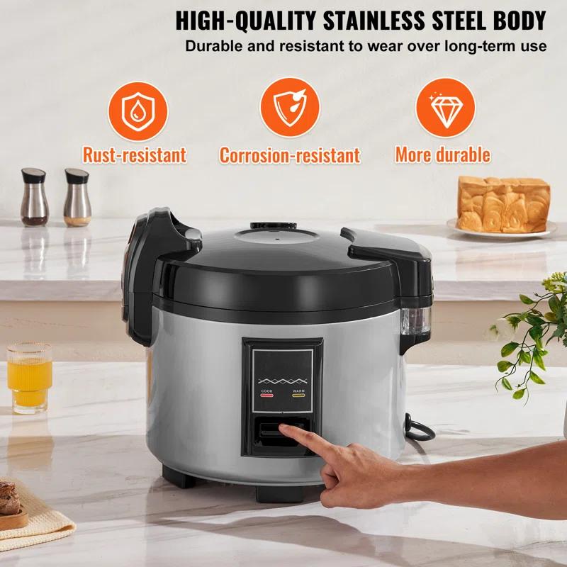 Commercial Rice Cooker 45-Cup Non-Stick Pot 9L 12H Keep Warm