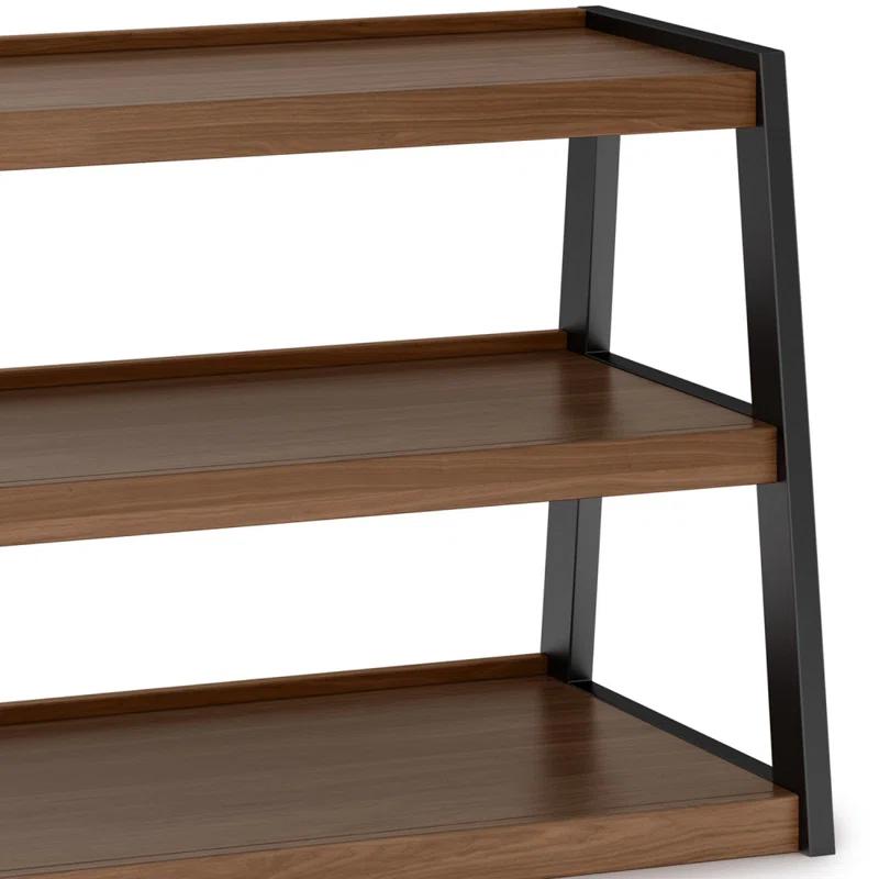 Simpli Home Sawhorse  Industrial 48 inch Wide SOLID WALNUT WOOD and Metal TV Media Stand