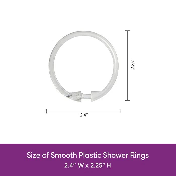 Kenney Wayfair Basics Smooth Shower Rings Round Plastic Shower Curtain Rings (Set of 12)
