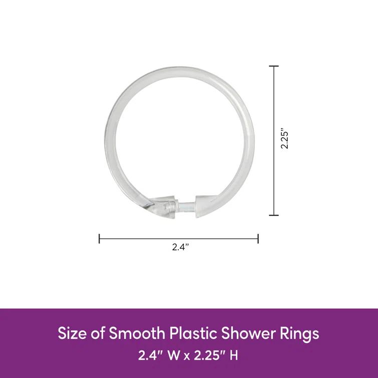 Kenney Wayfair Basics Smooth Shower Rings Round Plastic Shower Curtain Rings (Set of 12)