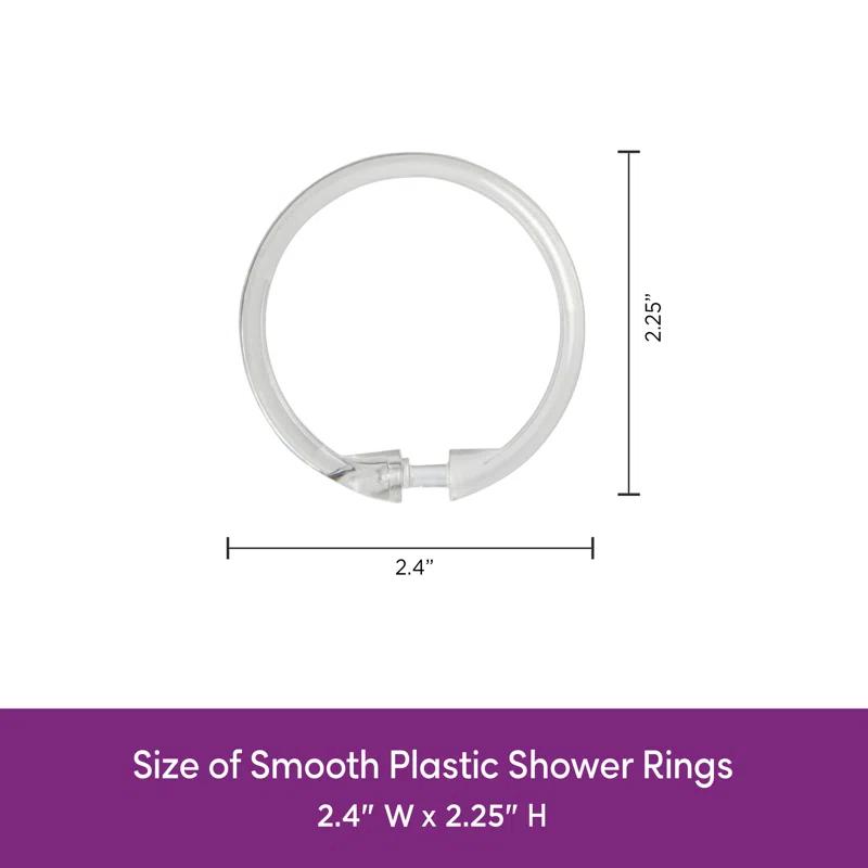 Kenney Wayfair Basics Smooth Shower Rings Round Plastic Shower Curtain Rings (Set of 12)