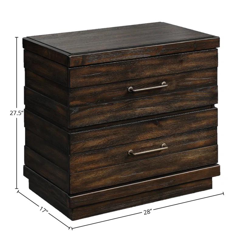 17 Stories Industrial Farmhouse Designed 2 Drawer Nightstand