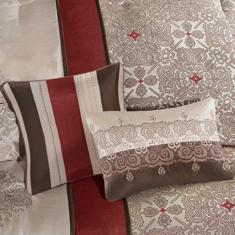 Madison Park Donovan 7 Piece Jacquard Comforter Set with Throw Pillows