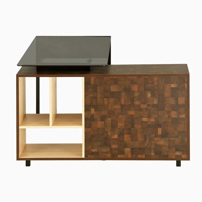 17 Stories L-Shape Corner Desk with Multiple Storage