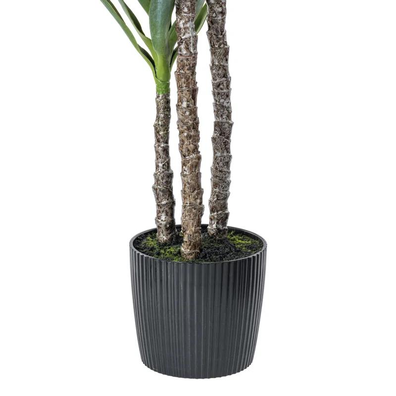Artificial Green Yucca Tree in Black Planters Pot.