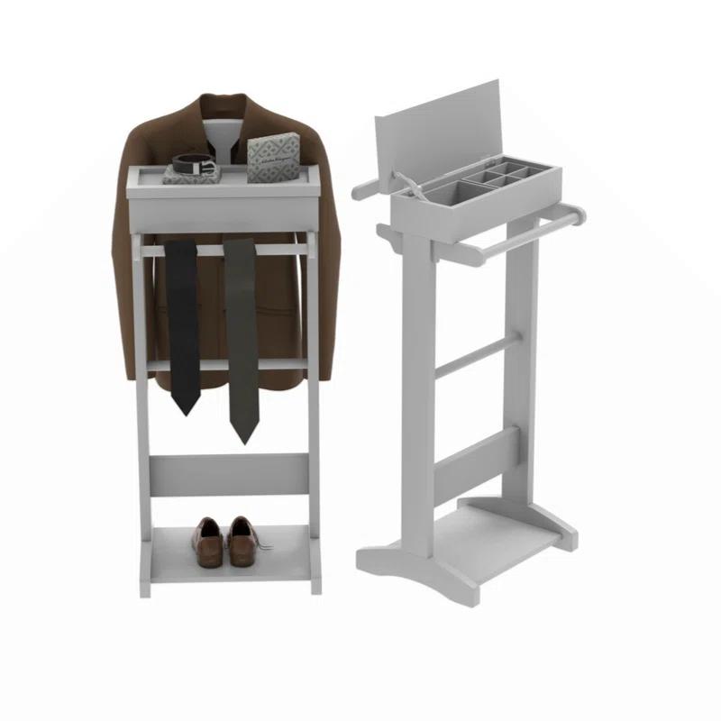 Lark Manor™ Portable Garment Rack Clothes Valet Stand With Storage Organizer Table Entryway Organizer Garment Rack
