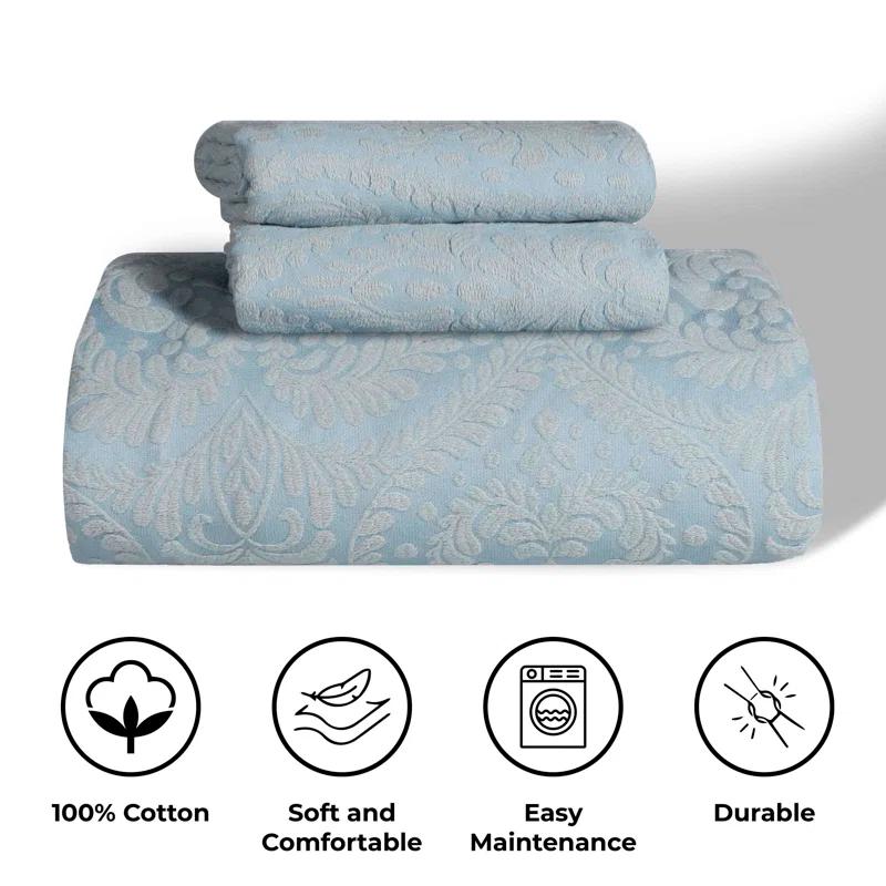 Superior Aspen Floral Scalloped Edge Cotton Blend Coverlet / Bedspread Set