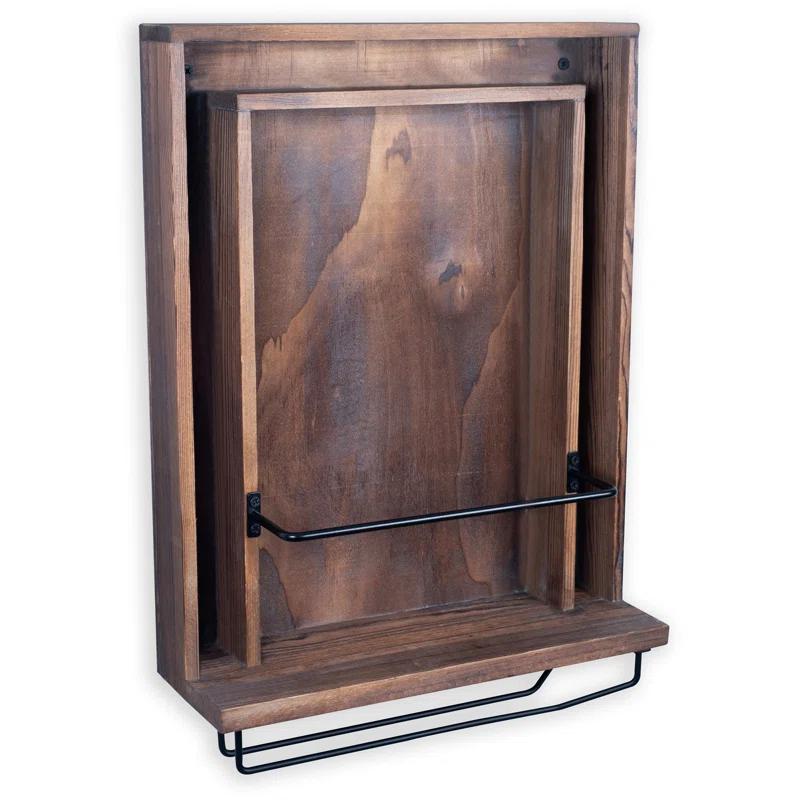 Rustic State 3 Bottle Solid Wood Wall Mounted Wine Bottle & Glass Rack in Dark Brown | Wayfair