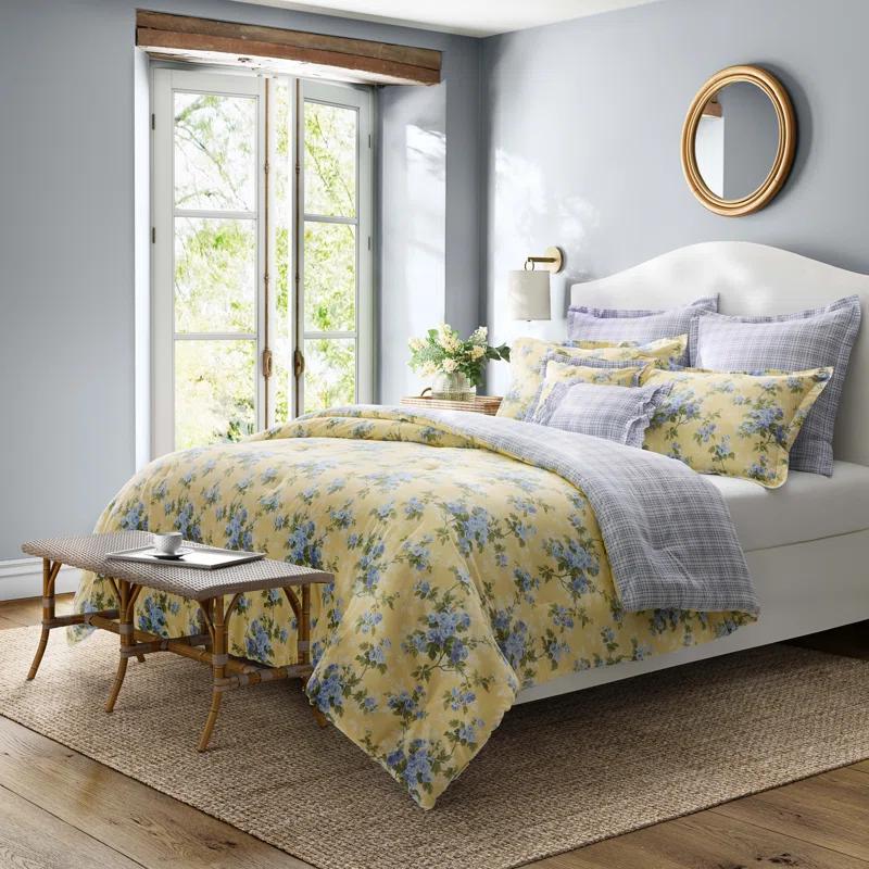Laura Ashley Laura Ashley Cassidy Floral Yellow Cotton Comforter Bonus Set