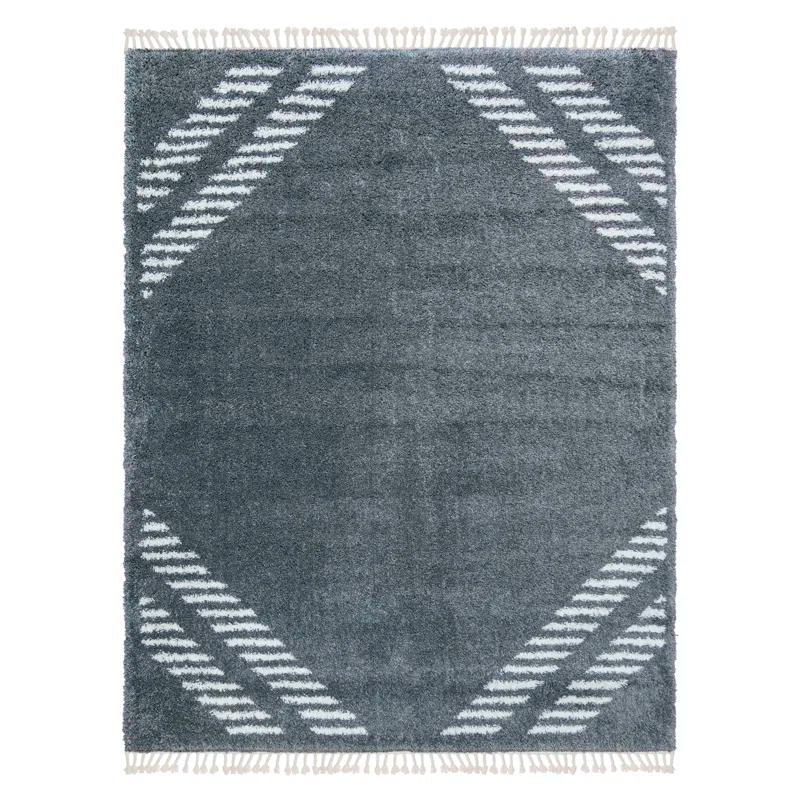Gertmenian Limmet Lowne Charcoal Gray/Ivory Plush Modern Shag Area Rug with Fringe
