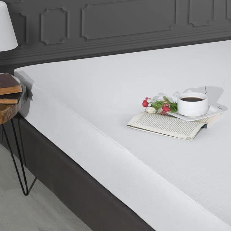 The Season The Season Essentials Turkish Cotton, Fitted Mattress Protector, Waterproof Overlay, White-Twin XL