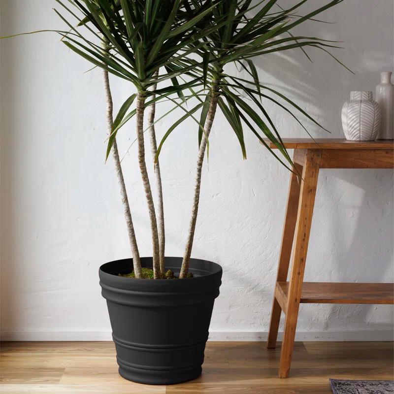 Bloem Rolled Rim Recycled Plastic Indoor/Outdoor Round Pot Planter