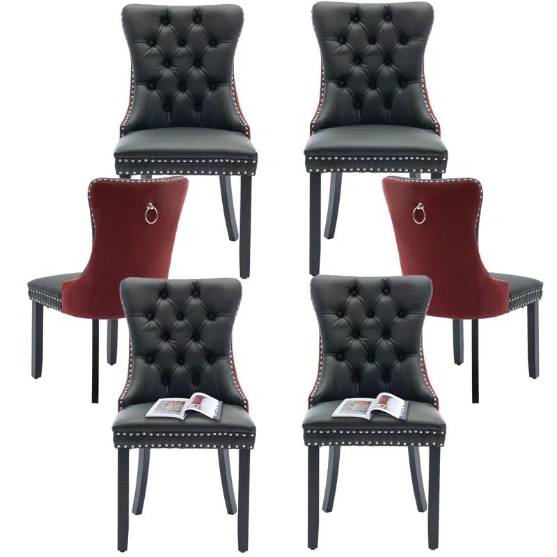 Rosdorf Park High-end Tufted Velvet Upholstered Nailhead Dining Chair