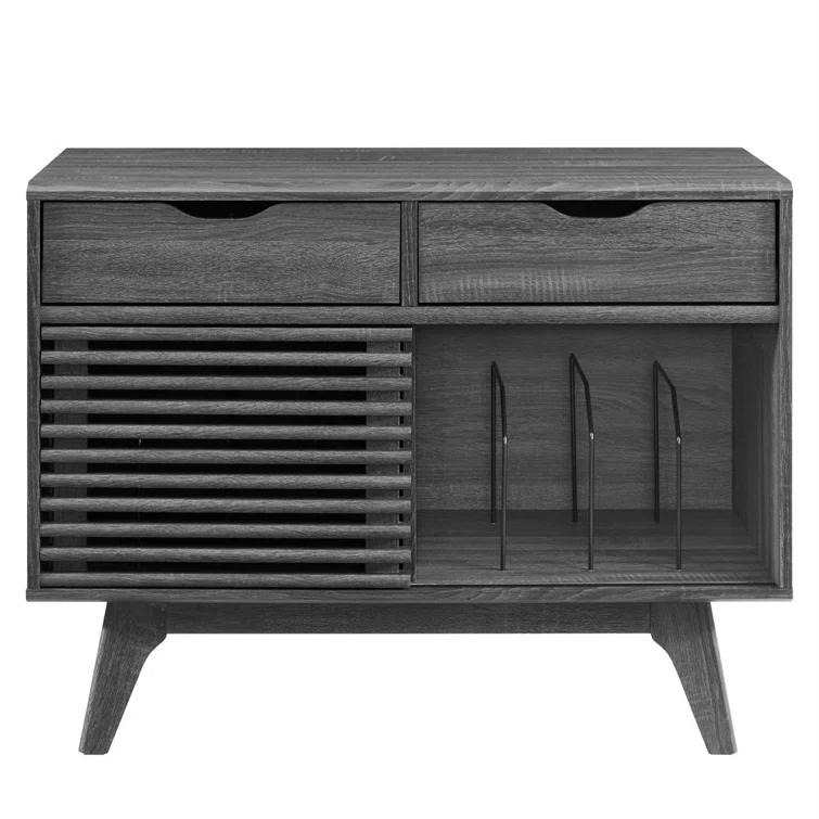 Modway Modway Render Mid-Century Modern 37" Vinyl Record Display Stand with Drawers
