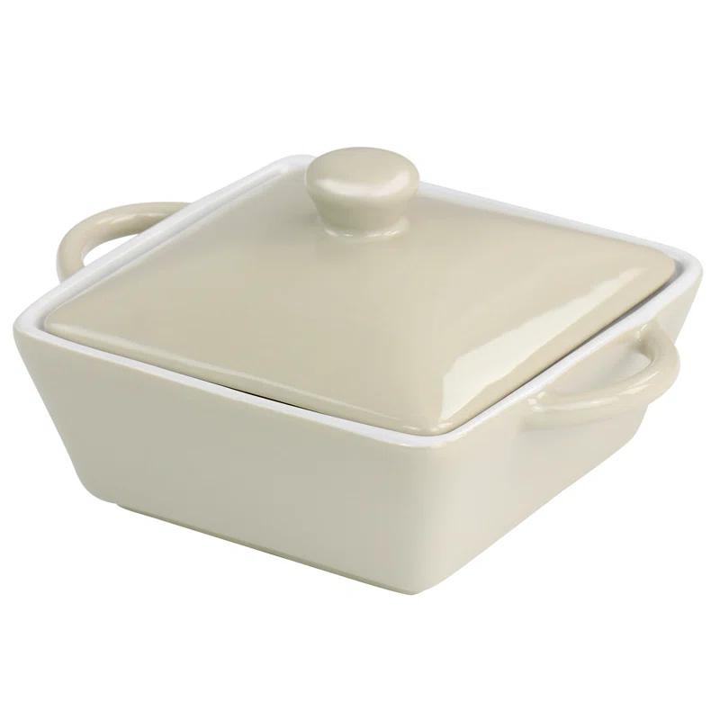 Martha Stewart Martha Stewart Mini Stoneware Casserole With Lid In Beige