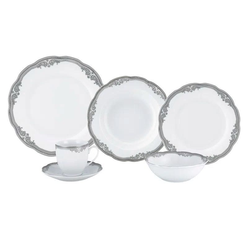 Lorren Home Trends 24 Piece Porcelain China Dinnerware Set - Service for 4