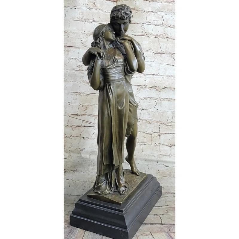 Red Barrel Studio® Romantic Lovers Romance Anniversary Wedding Slow Dance Bronze Sculpture Statue