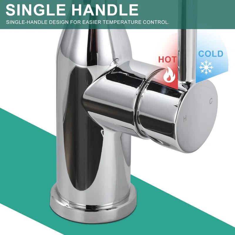 Aleasha Single Handle Deck Mounted Bar Faucet Inclued Supply Lines AL-4M04C