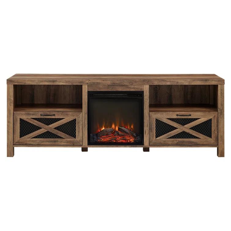 Gracie Oaks Tansey 70" Media Console with Electric Fireplace